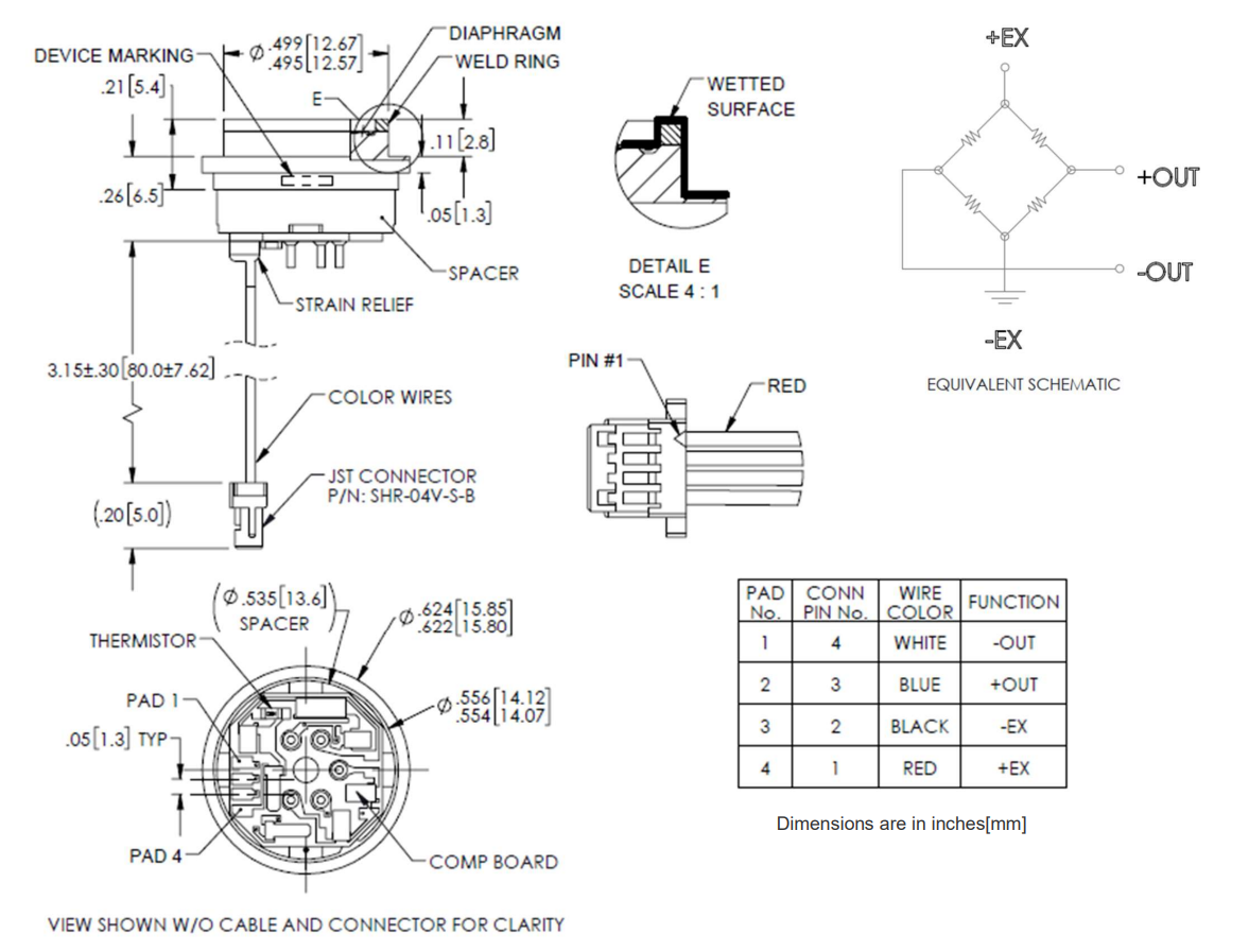 Mechanical Drawing - TE Connectivity / Measurement Specialties 85UHP Pressure Sensors